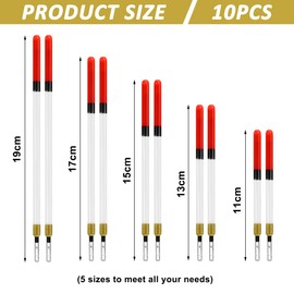 10 Pcs Fishing Tackle Fishing Floats Wagglers Clear Waggler Floats Straight Insert Fishing Transparent Pipe Drift Loaded Coarse Tube Match Pleasure Lake Thin Thick Tips for Fishing Supplies 5 Size