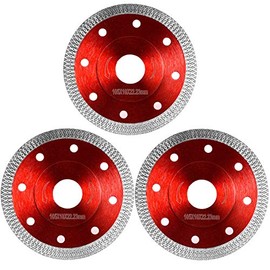Kitmose 4 inch Super Thin Diamond Tile Blade Porcelain Saw Blade Cutting Disc Wheel for Cutting Porcelain Tiles Granite Marble Ceramics Works with Tile Saw and Angle Grinder, 3 Pack, Red