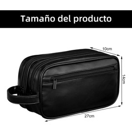 Neceser para Hombre Impermeable, 3 Compartimentos, 27×14×10 cm (Negro)