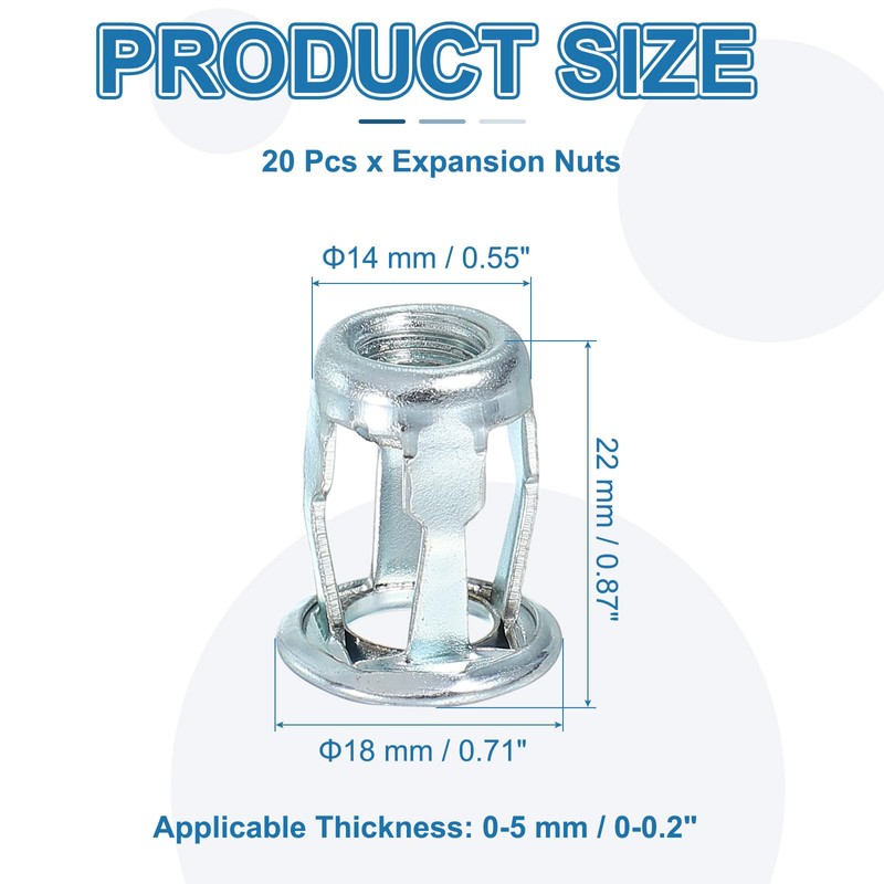 PATIKIL Expansion Screw Petal Nuts M8, 20 Pcs Jack Nut