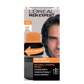 L'Oreal Paris Men Expert One Twist Hair Colour, Dark Brown Hair Dye For Men. Mens Hair Dye For Men Dying Hair To Cover Grey Hair, Gives Quick Natural Looking Results - Shade 3 Dark Brown