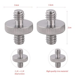 2Pcs 1/4" to 1/4" Male Threaded, Screw Adapter, Double Head Stud Camera Thread Adapter, Double Head Stud Mounting Thread Converter, for Tripods Camera Microphone Stand Speakers Monitor