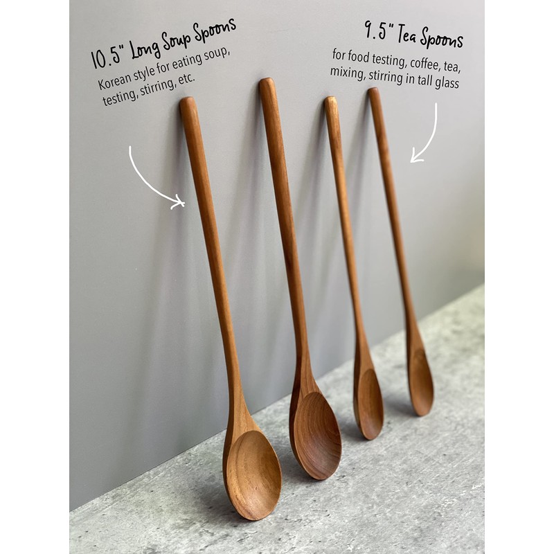 FAAY - 4 Pcs 9.5” Long Teak Spoon, Chef Testing