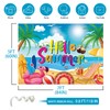 Hello Summer Backdrop,84x60Inch | Beach Backdrop Hawaiian Pool Beach Party