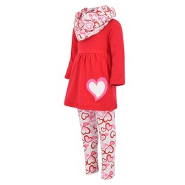 Unique Baby Girls Valentine's Day Red & Pink Hearts Legging Set (6/XL, Red)
