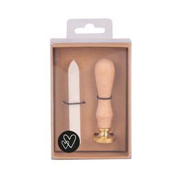 Rayher 29208103 Seal Set Hearts, 2.5 cm Diameter, White Metallic, 1 Stamp, 1 Wax Approx. 12 g, SB-Box 1 Set