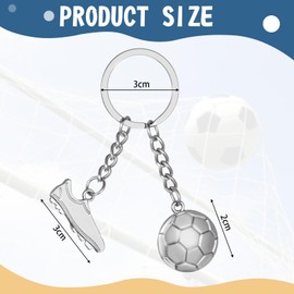 Patelai Pack of 4 Football Keyrings for Boys Silver Key Ring with Football Boot and Ball Football Pendant Sports Fan Keyring Football Fans Gift for Men Women (Classic), silver