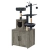 Cat Tree with Litter Box, Wood Litter Box Enclosure with