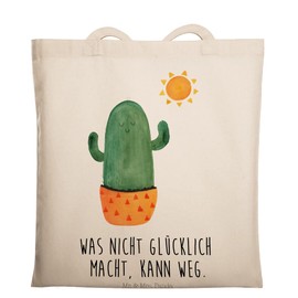Mr. & Mrs. Panda Cactus Sun Tote Bag, Gift, Separation, Happy, Jute Bag, Shopper, Shopping Bag, Shoulder Bag, Cacti, Shoulder Bag, Happy, Motivation, White, Hand Drawn