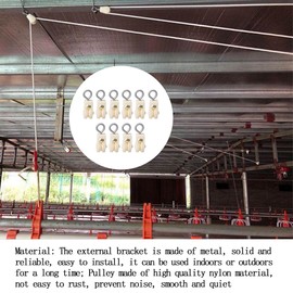 10 Pcs White Plastic Hanging Pulley Stainless Steel Adjustable Hook Nylon Pulley