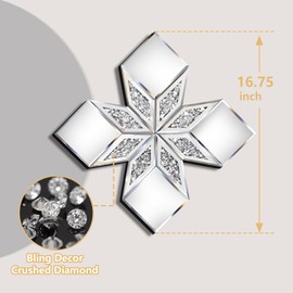 GA Home Crushed Diamond Mirror Wall Decor 2 Pack, 16.75x16.75” Diamond Shape Silver Wall Mirror for Living Room Dining Room Bedroom