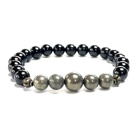 8mm Black Tourmaline And Pyrite Stretch Bracelet – Root & Solar Plexus Chakra, Birthstone For Capricorn (Wrist Size 6 Inches)