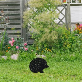 WADORN Hedgehog Metal Outdoor Statues Silhouette Cute Hedgehog Decorative Garden Stake Made of Metal Funny Animal Silhouette Ornament Gift for Garden Hugger Backyard Patio Lawn Art for Outdoor