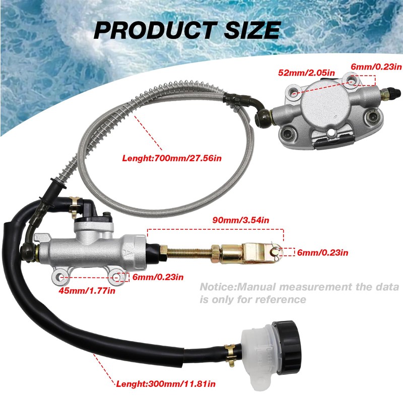 EATAKWARD Rear Foot Disc Hydraulic Brake Master Cylinder Caliper Assembly,