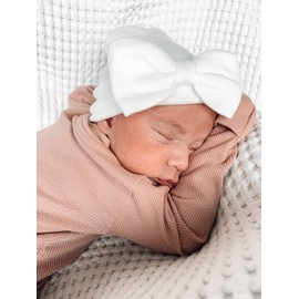Kidcentral Essentials Newborn Baby Knitted Hat - Bow - White