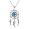 925 Sterling Silver Dreamcatcher Necklace for Women Real Turquoise Pendant