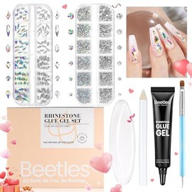 Beetles French Tip Press On Nails French Gel Nail No File Need  Fake Nails  4-in-1 DIY Manicure for Nail Extension Designs for Women #TikTokShopBacktoSchool:_Nail Art Glue & Rhinestones Set