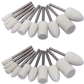 VISSQH 24 pcs Wool Felt Mandrel,Mini Wool Felt Polishing Accessories,Wool Felt Polishing Wheel conical and cylindrical Polishing heads Buffing Wheel for grinding and polishing(4/5/6/8/10/12mm)