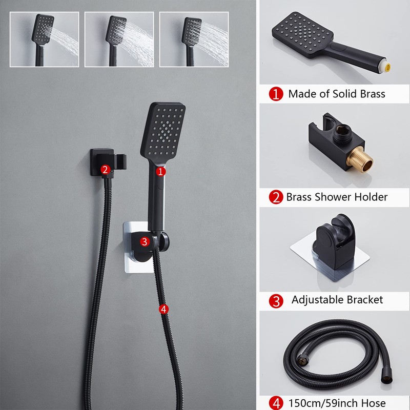 LCEVCGK Shower Faucet Set Complete Matte Black Shower System with