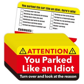 160psc You Parked Like an Idiot Business Cards Bad Parking Cards 3.5"x2" Multi Reasons Violation Stocking Stuffers for Adults