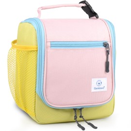 Genteen Kids Lunch Box, Insulated Lunch Bag for Kids, Toddler, Girl, and Boy; Holds Lunch Box, Water Bottle, & Snacks; Easy-Clean Water-Resistant Fabric & Multiple Zippered Pockets (Yellow Blue)