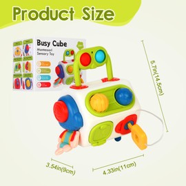 Mignonlique Activity Cube, Sensory Toys for Children Over 18 Months, Travel Toys for Toddlers 2-5, Montessori Toys, 10 in 1 Multi-Functional Busy Board, Children's New Year's First Birthday Gift.