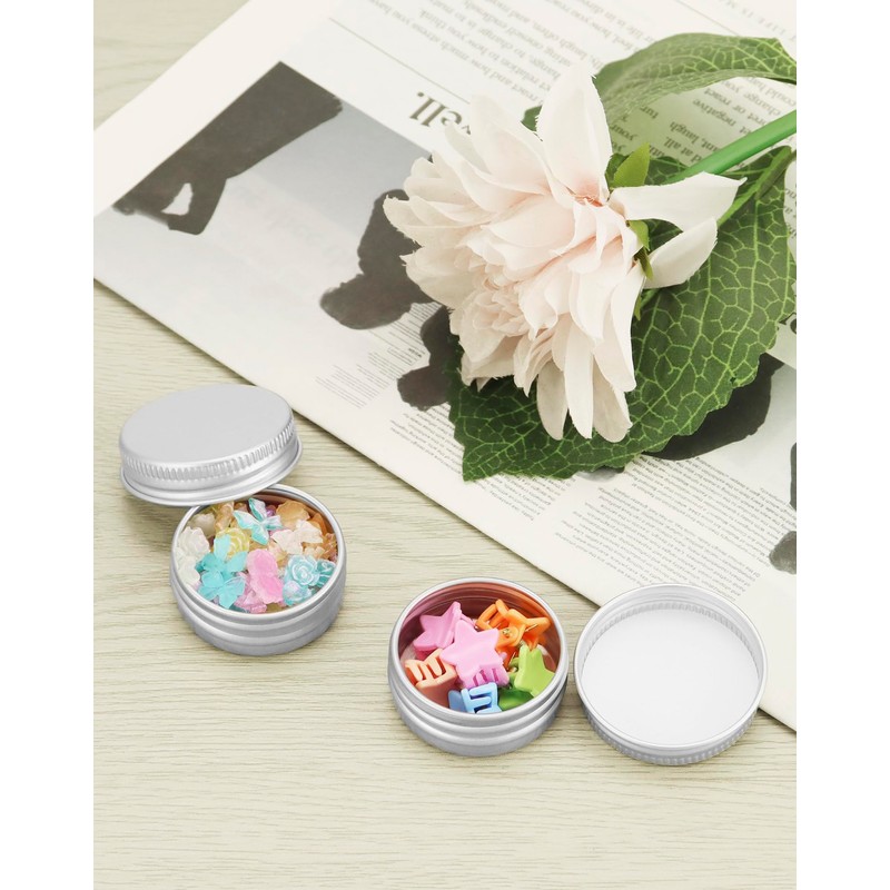 QWORK Pack of 30 Aluminium Cream Jars with Lid, Round
