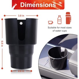 Elevon Car Cup Holder Expander,Large Size Notched Design Can Put Mugs, Can Accommodate Large Bottles Up to 3.8 Inches Wide, Suitable for Most Cars 2 Pack, Black,3.8" L x 2.6" W x 6" H