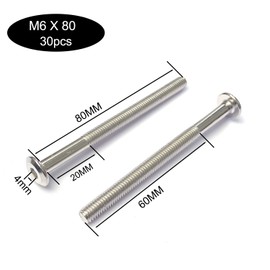 Flat Head Screws M6 x 80 mm Flat Head Screws Pack of 30 Allen Screws Furniture Screws Furniture Connection Screws Partial Thread Steel Galvanised for Furniture Children's Bed Bed and Chairs (M6 x 80)