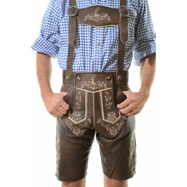 Men's Oktoberfest Lederhosen BERLIN Dark Brown - Oktoberfest Lamb Leather Trousers 36