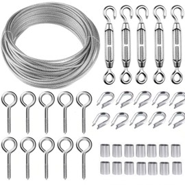 TooTaci Turnbuckle Wire Tensioner Kit, 100ft 1/16 Vinyl Coated Stainless Steel Cable with M5 Turnbuckles for Cables Wire Rope for Garden Trellis, String Light Hanging, Curtain