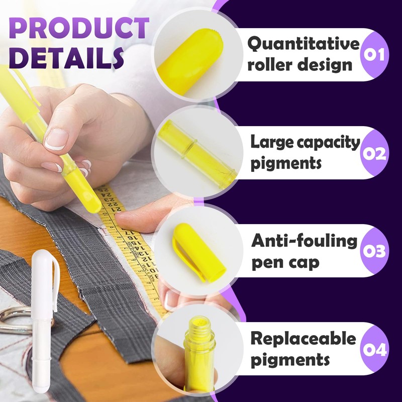 Fabric Chalk Markers for Sewing,Quilting,Crafting|Erasable Tailor Chalk|Work on Various Fabrics