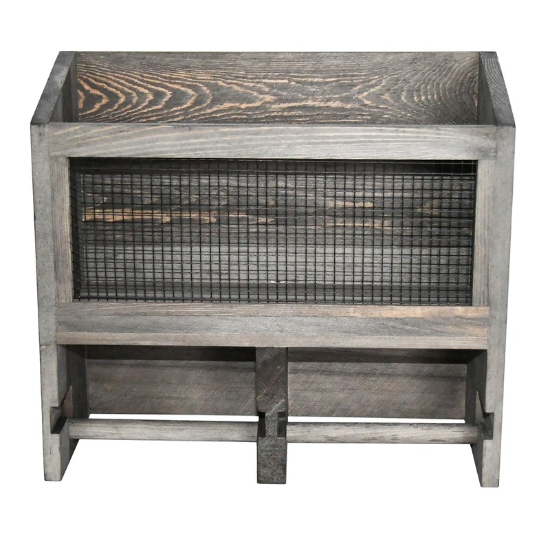 OwlGift Vintage Gray Solid Wood & Metal Mesh Wall Mounted