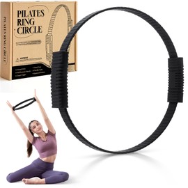 Krightlink Pilates Ring Circle, 14" Magic Circle Pilates Rings for Focusing on Toning Inner Thighs, Arms, and Core, Fitness Exercise Ring Workout Ring for Yoga and Pilates (Black)