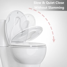 Toilet Seat, Round Toilet Seat with Toddler Seat Built in, Potty Training Toilet Seat Round Fits Both Adult and Child, with Soft Close, Never Loosen, Easy Install and clean - White, Round