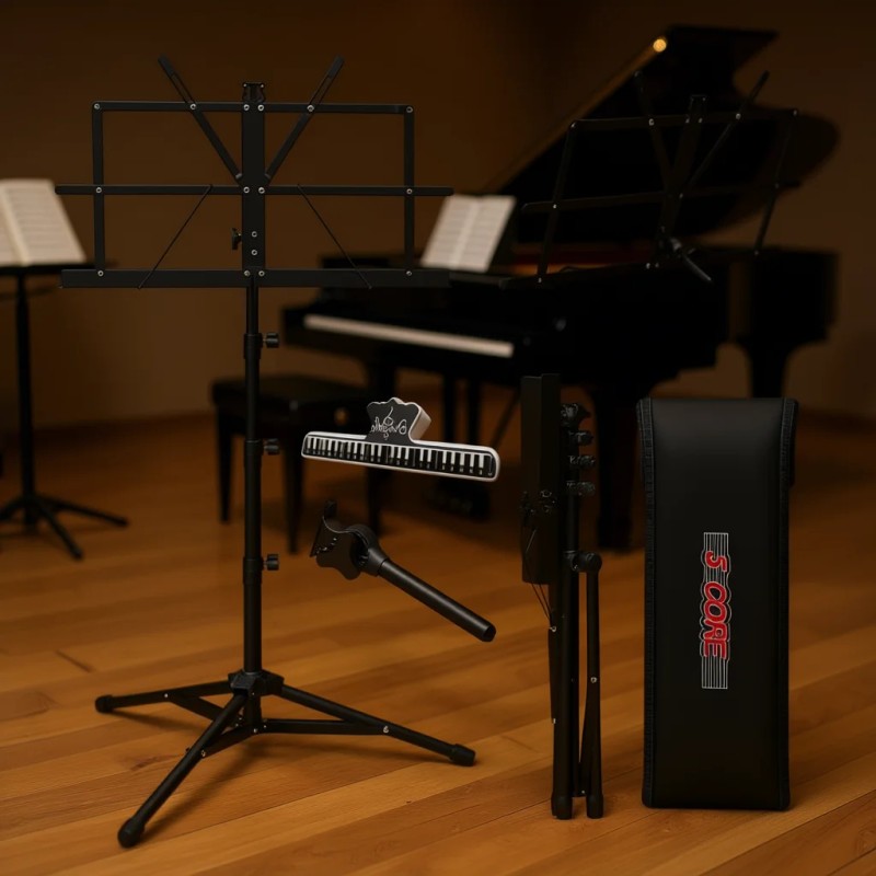 5 Core Music Stand Adjustable Folding Tripod Note Holder For