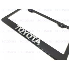 License Plate Frame 1pc 3D ForToyotaDecor Emblem Badge BLACK Stainless Metal License Plate Frame (L)