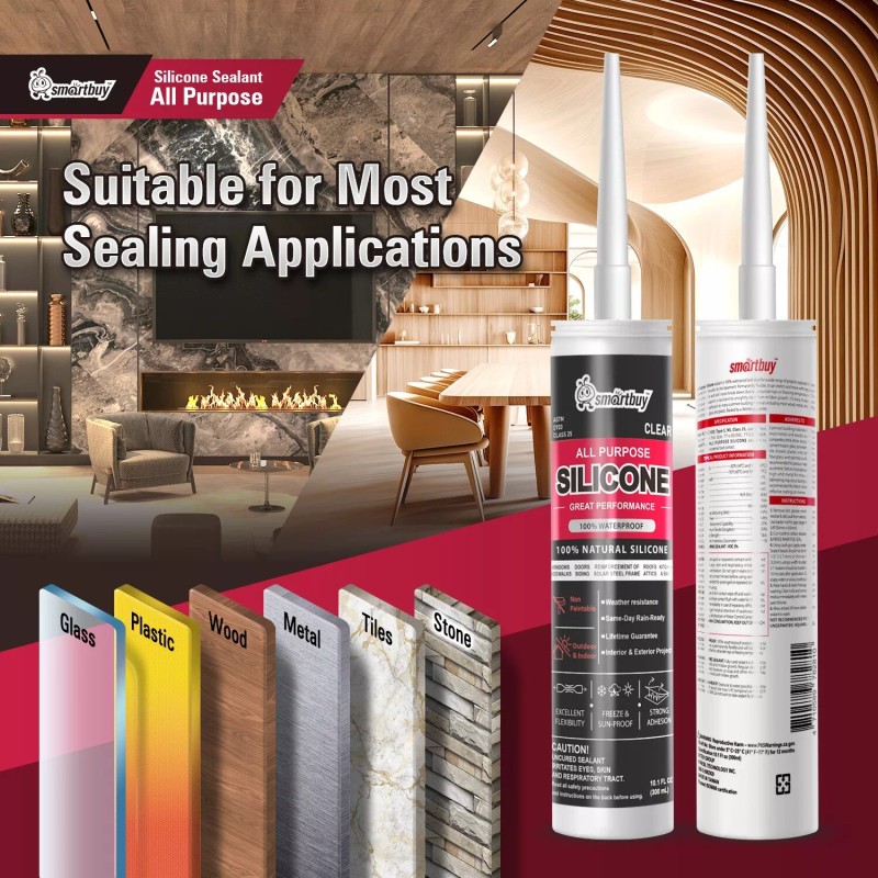 Smartbuy All Purpose 100% Clear Silicone Sealant Adhesive For Glass