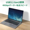 USB TYPE-C Converter Adapter, Flat Magnet, USB 3.1, 40Gbps, PD140W,