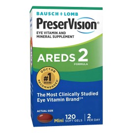 Preservision Areds 2 de 120 Capsulas Blandas Sabor Neutro vitaminas y minerales para la vista de adultos contiene lutena vitamina C zeaxantina zinc y 