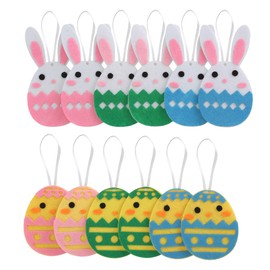 TRIXES 12PCS Easter Hanging Felt Decoration – Easter Home Decorations - Chicks and Bunny – Craft Ornaments to Decorate the Table, Door, Stairs, Easter Tree and more – Decor for an Easter Egg Hunt