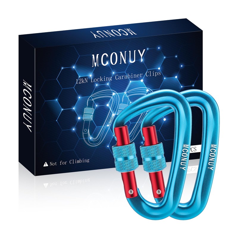 MCONUY 12kN Locking Carabiner Clips, Small Aluminium Carabiners Keychain, Heavy