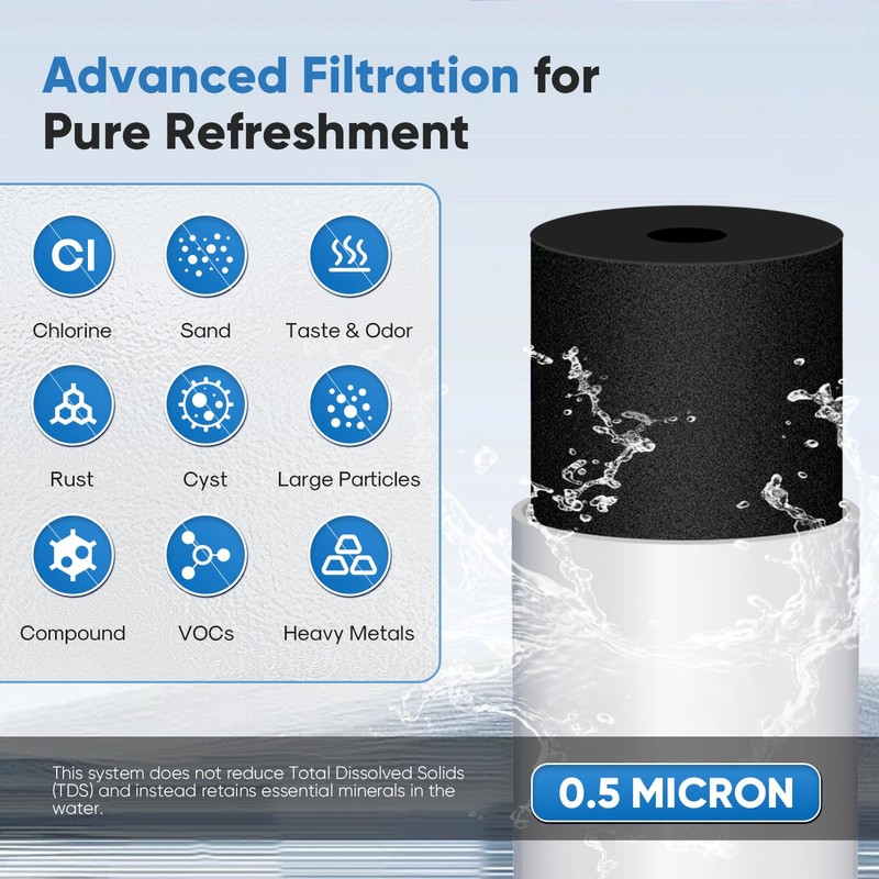 PUREPLUS Under Sink Water Filter System, 22000 Gallons, 99.99% Chlorine