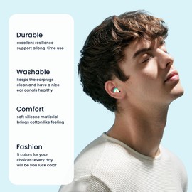 L.LYFOVR Snoring Reduction Ear Plugs for Women, Reusable Ear Plugs for Sleeping Noise Cancelling with 4 Pairs of Soft Silicone Tips 32dB Noise Reduction for Bar, Concert, Sports, Study, Factory-Green