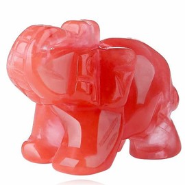 YATOJUZI 2" Cherry Quartz Elephant Decor Crystal Cute Polished Natural Stone Hand-Carved Big Sculpture Statue Figurines Gemstone Energy Hippie Home Room Office Desk Decoration Gifts for Women Men