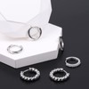 3 Pairs Silver Huggie Hoop Earrings Set for Women |