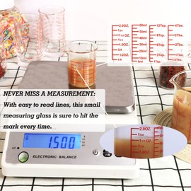 High Borosilicate Glass Measuring Cup-V-Shaped Spout，Glass Measuring Beaker for Kitchen or Restaurant, Easy to Read, 60 ML (2 Oz)-Pack of 2
