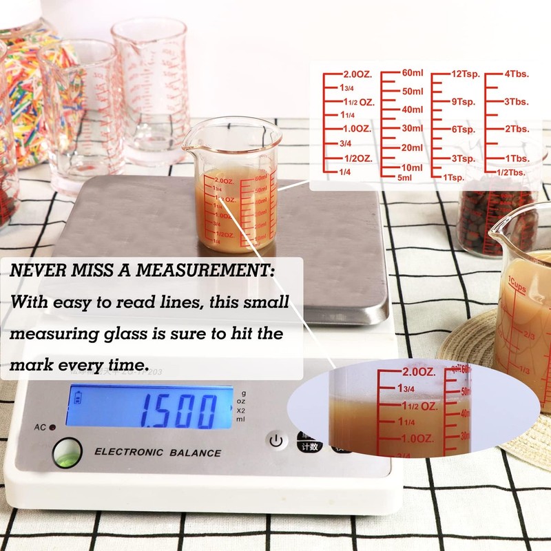 High Borosilicate Glass Measuring Cup-V-Shaped Spout，Glass Measuring Beaker for Kitchen