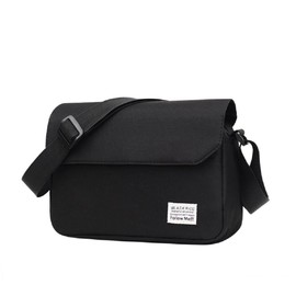 cmy select Men's Shoulder Bag, Crossbody Design, Plain, Logo, Simple, Compact, Small, Lightweight, Black