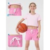 QWE 5 Pack Girls Athletic Shorts-Soccer Basketball Running Shorts for